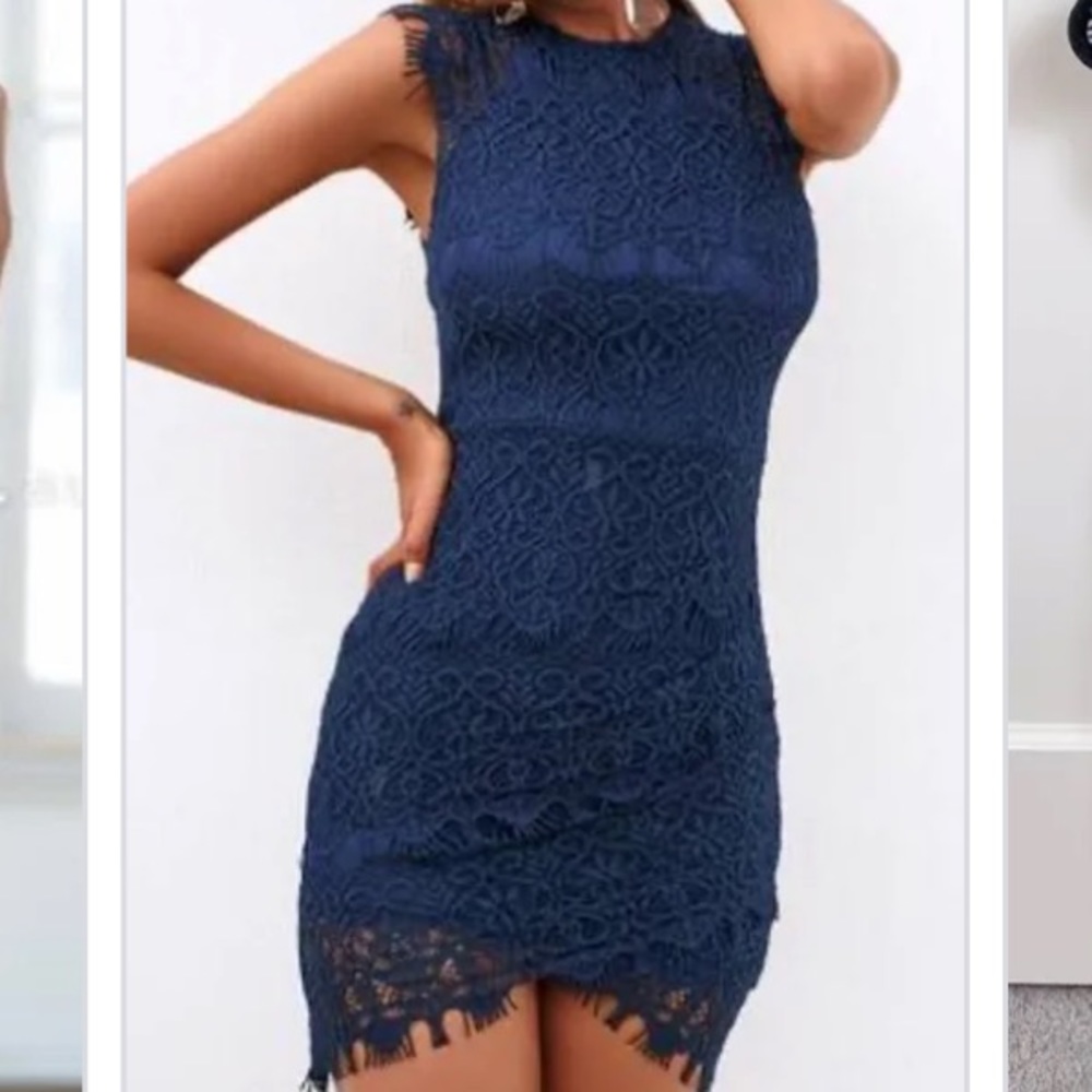 Xenia Boutique Navy Blue Lace Dress